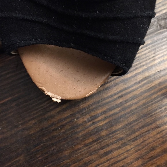 Seychelles black velvet open toe heels sz 6 - Picture 4 of 6